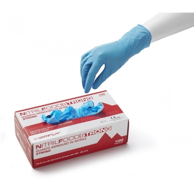 Guanti in nitrile per alimenti STRONG AZZURRI 100 pz. - ALTO SPESSORE