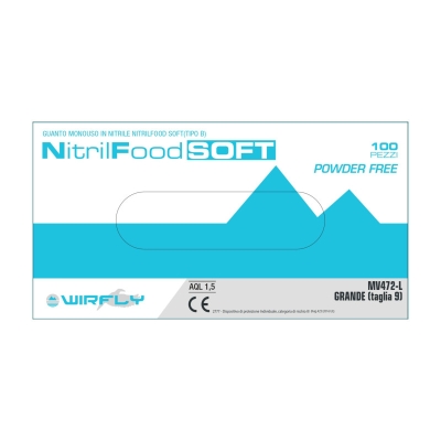 Guanti in nitrile per alimenti SOFT AZZURRI 100 pz.