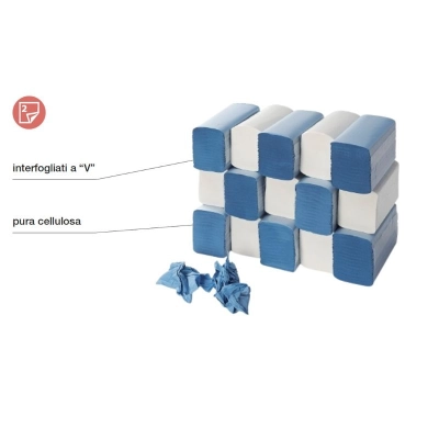 ASCIUGAMANI INTERFOGLIATI PIEGA V - BLU